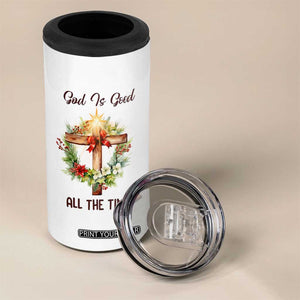 Cross Christian Christmas 4 in 1 Can Cooler Tumbler God Is Good All The Time TS14 Print Your Wear