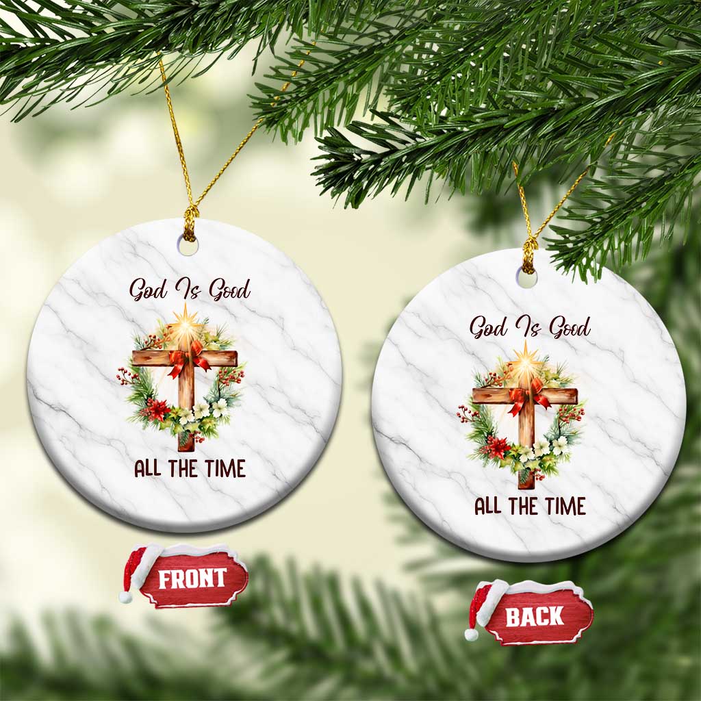 Cross Christian Christmas Ceramic Ornament God Is Good All The Time TS14 1pc White Marble Print Your Wear