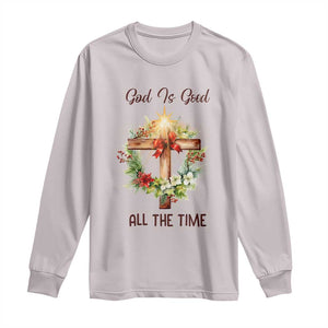 Cross Christian Christmas Long Sleeve Shirt God Is Good All The Time TS14 Ice Gray Print Your Wear