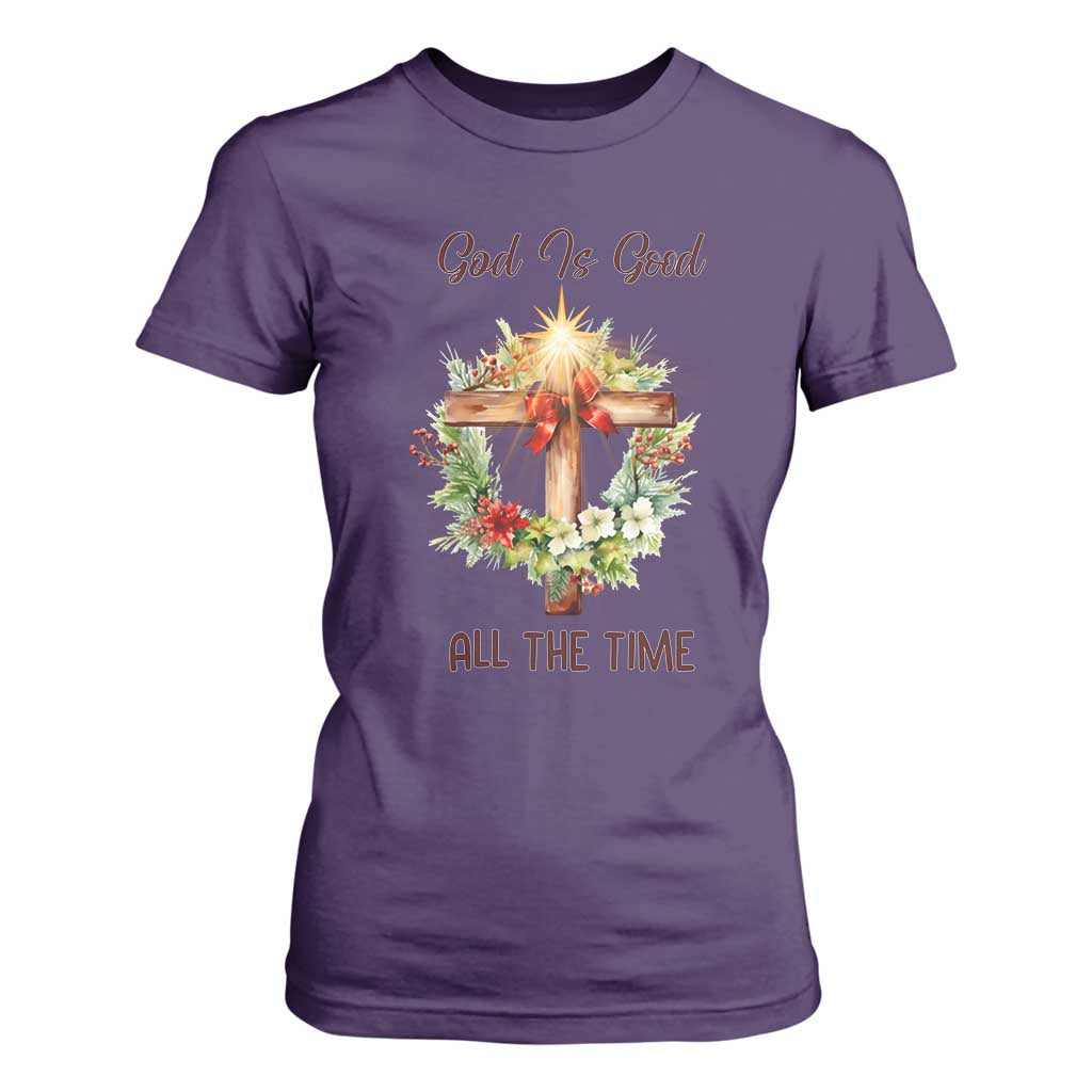 Cross Christian Christmas T Shirt For Women God Is Good All The Time TS14 Purple Print Your Wear