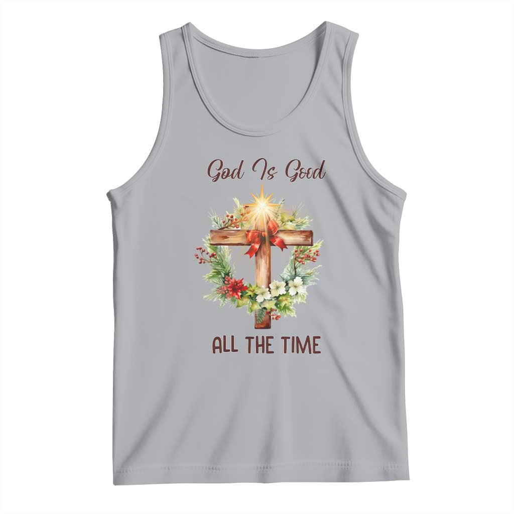 Cross Christian Christmas Tank Top God Is Good All The Time TS14 Athletic Heather Print Your Wear