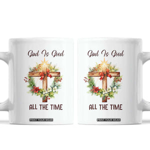 Cross Christian Christmas Coffee Mug God Is Good All The Time TS14 White Print Your Wear