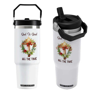 Cross Christian Christmas Flip Straw Tumbler God Is Good All The Time TS14 One Size: 30 oz White Print Your Wear