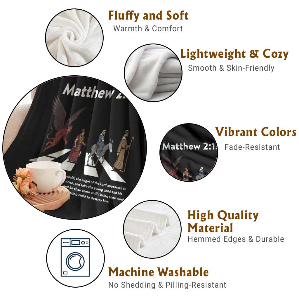 Jesus Christian Throw Blanket Cross Bible Verse Matthew 2:13 TS14 Print Your Wear