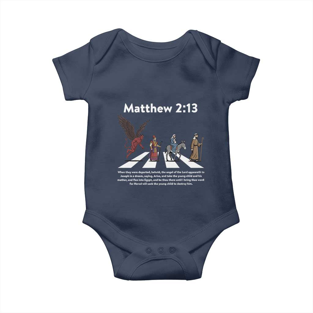 Jesus Christian Baby Onesie Cross Bible Verse Matthew 2:13 TS14 Navy Print Your Wear
