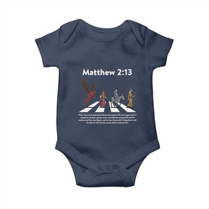 Jesus Christian Baby Onesie Cross Bible Verse Matthew 2:13 TS14 Navy Print Your Wear