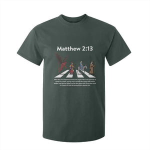 Jesus Christian T Shirt For Kid Cross Bible Verse Matthew 2:13 TS14 Dark Forest Green Print Your Wear
