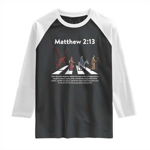 Jesus Christian Raglan Shirt Cross Bible Verse Matthew 2:13 TS14 Black White Print Your Wear