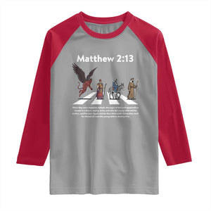 Jesus Christian Raglan Shirt Cross Bible Verse Matthew 2:13 TS14 Sport Gray Red Print Your Wear