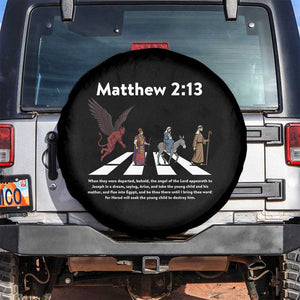 Jesus Christian Spare Tire Cover Cross Bible Verse Matthew 2:13 TS14 No hole Black Print Your Wear