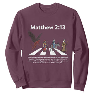 Jesus Christian Sweatshirt Cross Bible Verse Matthew 2:13 TS14 Maroon Print Your Wear