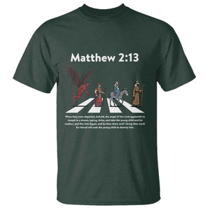 Jesus Christian T Shirt Cross Bible Verse Matthew 2:13 TS14 Dark Forest Green Print Your Wear