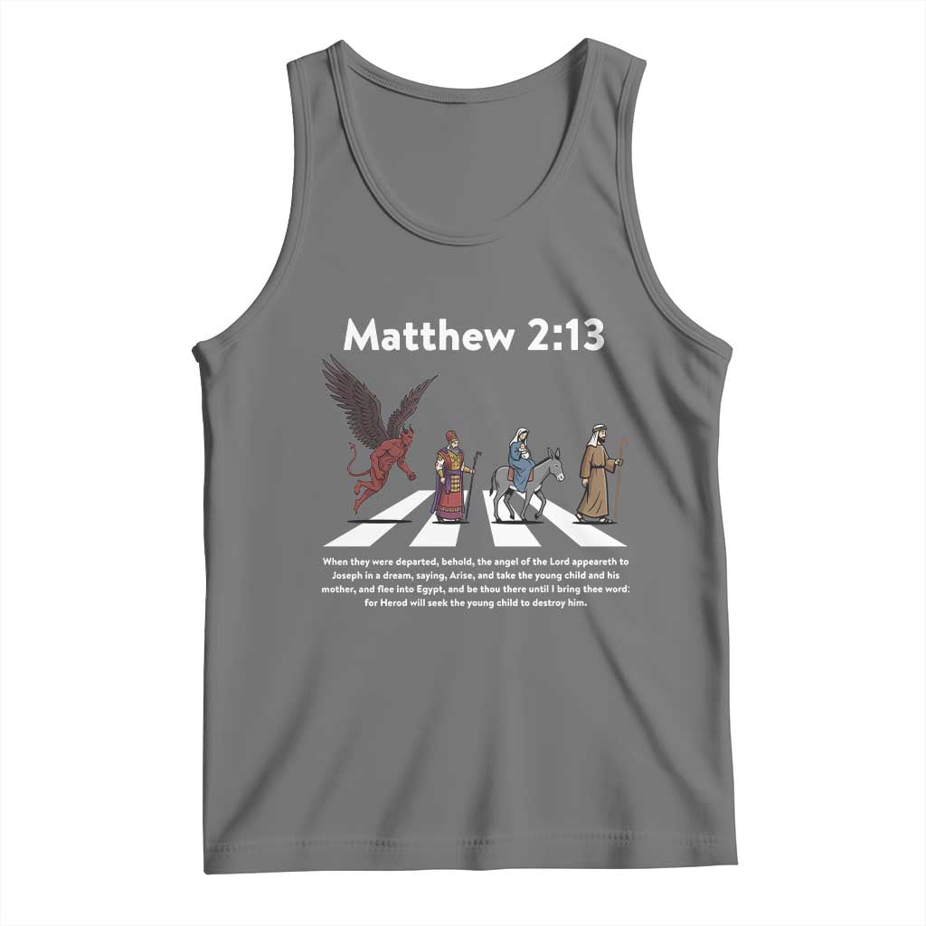 Jesus Christian Tank Top Cross Bible Verse Matthew 2:13 TS14 Black Heather Print Your Wear
