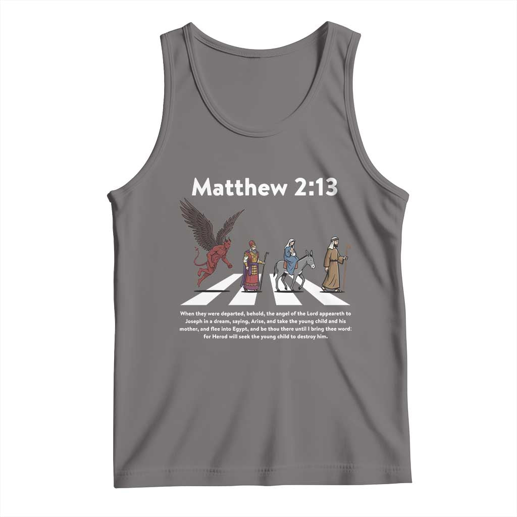 Jesus Christian Tank Top Cross Bible Verse Matthew 2:13 TS14 Deep Heather Print Your Wear