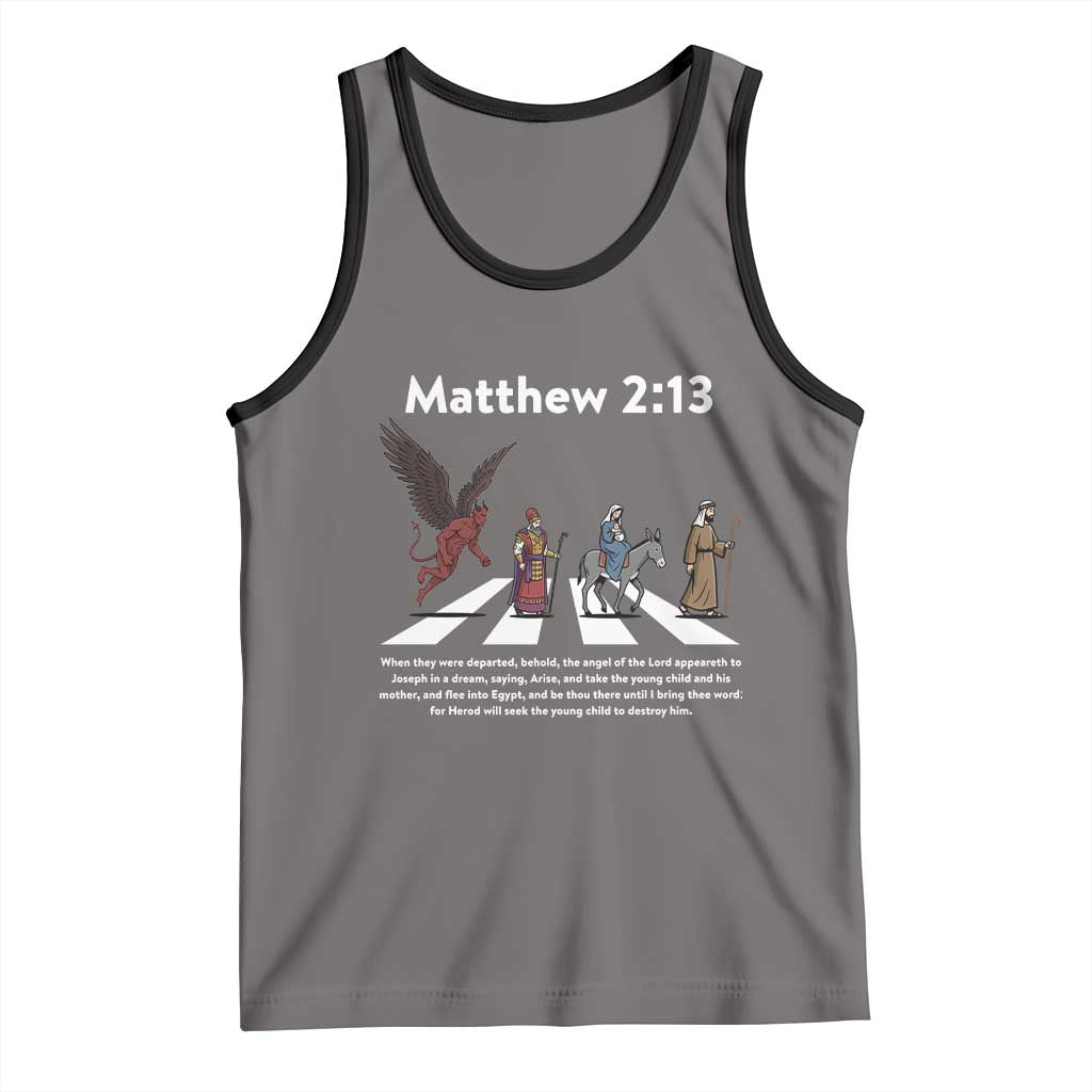Jesus Christian Tank Top Cross Bible Verse Matthew 2:13 TS14 Deep Heather Black Print Your Wear