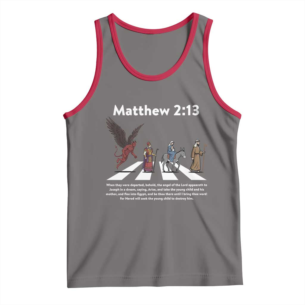 Jesus Christian Tank Top Cross Bible Verse Matthew 2:13 TS14 Deep Heather Red Print Your Wear