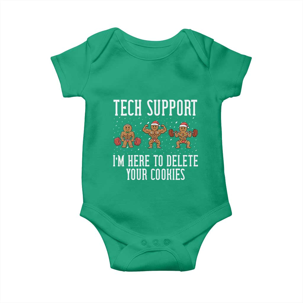 Tech Support Funny Christmas Baby Onesie Gingerbread I Am Here To Delete Your Cookies TS14 Irish Green Print Your Wear