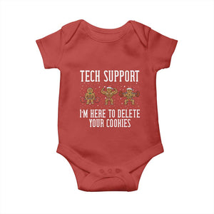 Tech Support Funny Christmas Baby Onesie Gingerbread I Am Here To Delete Your Cookies TS14 Red Print Your Wear