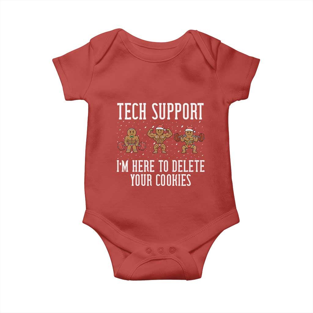 Tech Support Funny Christmas Baby Onesie Gingerbread I Am Here To Delete Your Cookies TS14 Red Print Your Wear