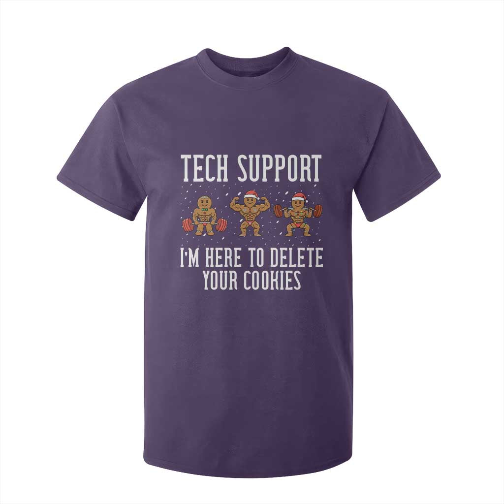 Tech Support Funny Christmas T Shirt For Kid Gingerbread I Am Here To Delete Your Cookies TS14 Purple Print Your Wear