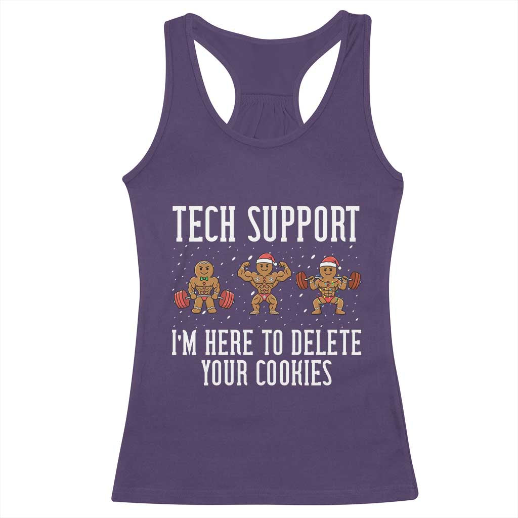 Tech Support Funny Christmas Racerback Tank Top Gingerbread I Am Here To Delete Your Cookies TS14 Purple Print Your Wear