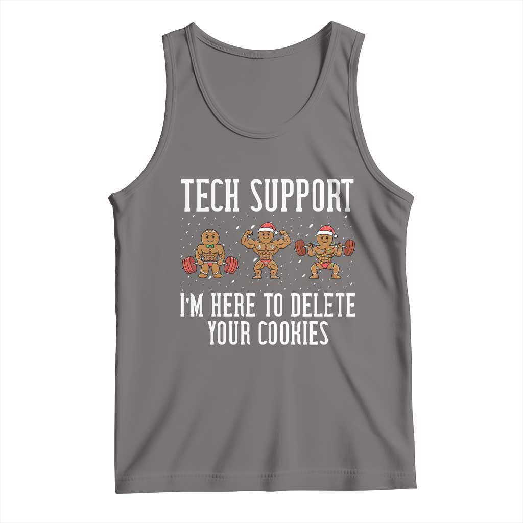 Tech Support Funny Christmas Tank Top Gingerbread I Am Here To Delete Your Cookies TS14 Deep Heather Print Your Wear