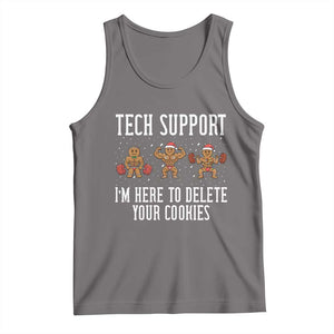 Tech Support Funny Christmas Tank Top Gingerbread I Am Here To Delete Your Cookies TS14 Deep Heather Print Your Wear