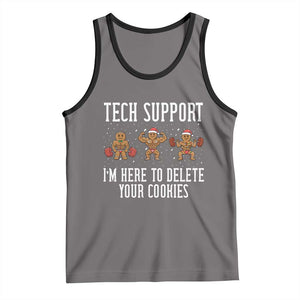 Tech Support Funny Christmas Tank Top Gingerbread I Am Here To Delete Your Cookies TS14 Deep Heather Black Print Your Wear