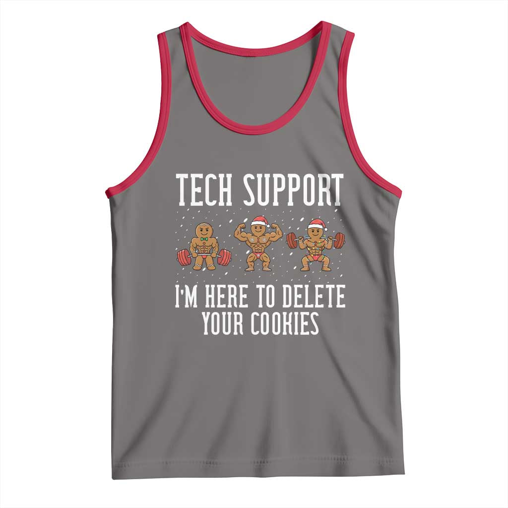 Tech Support Funny Christmas Tank Top Gingerbread I Am Here To Delete Your Cookies TS14 Deep Heather Red Print Your Wear