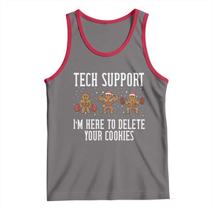 Tech Support Funny Christmas Tank Top Gingerbread I Am Here To Delete Your Cookies TS14 Deep Heather Red Print Your Wear