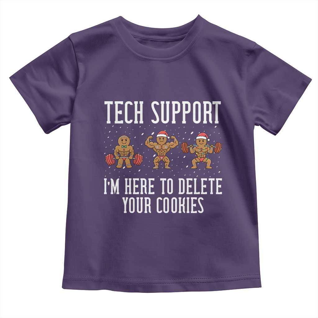 Tech Support Funny Christmas Toddler T Shirt Gingerbread I Am Here To Delete Your Cookies TS14 Purple Print Your Wear