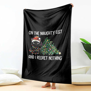 Funny Cat Christmas Throw Blanket On The Naughty List And I Regret Nothing TS14 Print Your Wear
