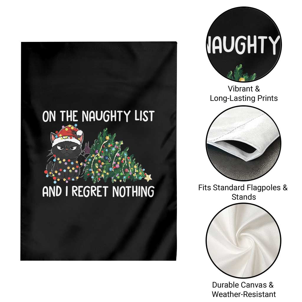 Funny Cat Christmas Garden Flag On The Naughty List And I Regret Nothing TS14 Print Your Wear