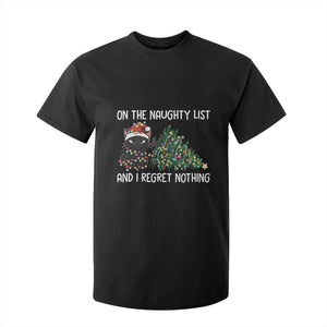 Funny Cat Christmas T Shirt For Kid On The Naughty List And I Regret Nothing TS14 Black Print Your Wear