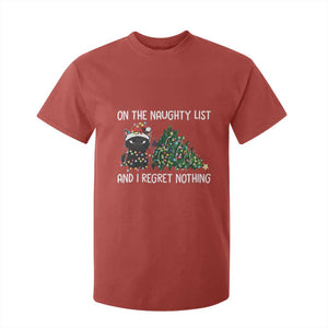 Funny Cat Christmas T Shirt For Kid On The Naughty List And I Regret Nothing TS14 Red Print Your Wear