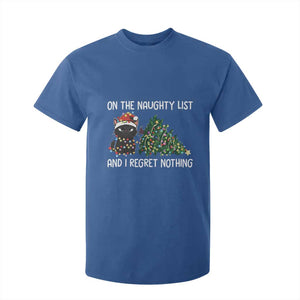 Funny Cat Christmas T Shirt For Kid On The Naughty List And I Regret Nothing TS14 Royal Blue Print Your Wear