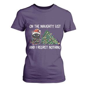Funny Cat Christmas T Shirt For Women On The Naughty List And I Regret Nothing TS14 Purple Print Your Wear