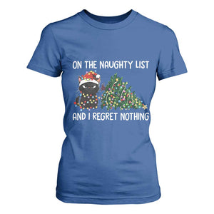 Funny Cat Christmas T Shirt For Women On The Naughty List And I Regret Nothing TS14 Royal Blue Print Your Wear