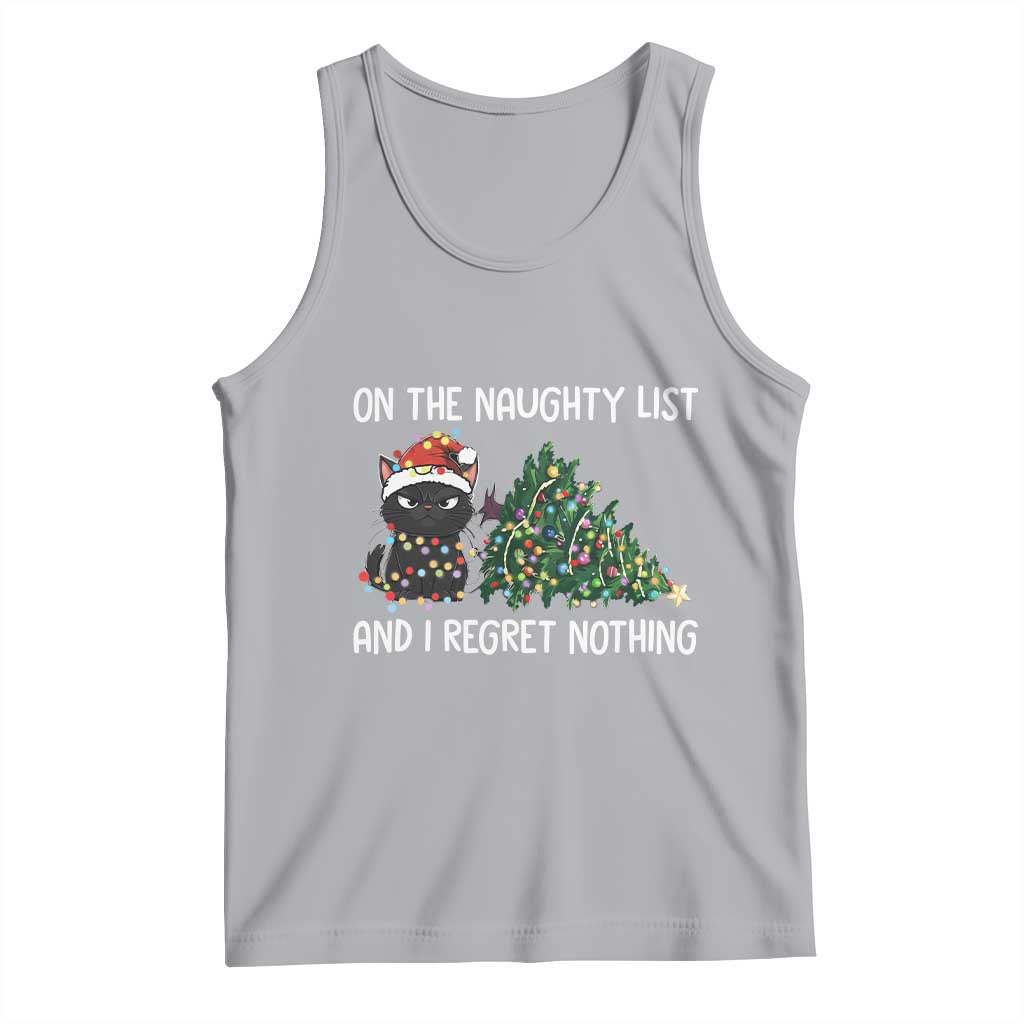 Funny Cat Christmas Tank Top On The Naughty List And I Regret Nothing TS14 Athletic Heather Print Your Wear