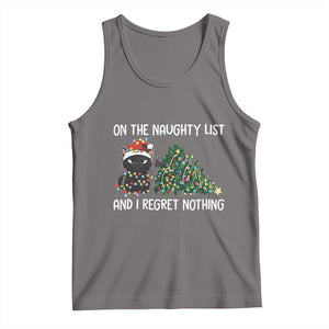 Funny Cat Christmas Tank Top On The Naughty List And I Regret Nothing TS14 Deep Heather Print Your Wear