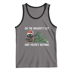 Funny Cat Christmas Tank Top On The Naughty List And I Regret Nothing TS14 Deep Heather Black Print Your Wear