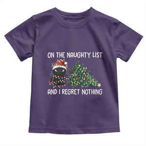 Funny Cat Christmas Toddler T Shirt On The Naughty List And I Regret Nothing TS14 Purple Print Your Wear