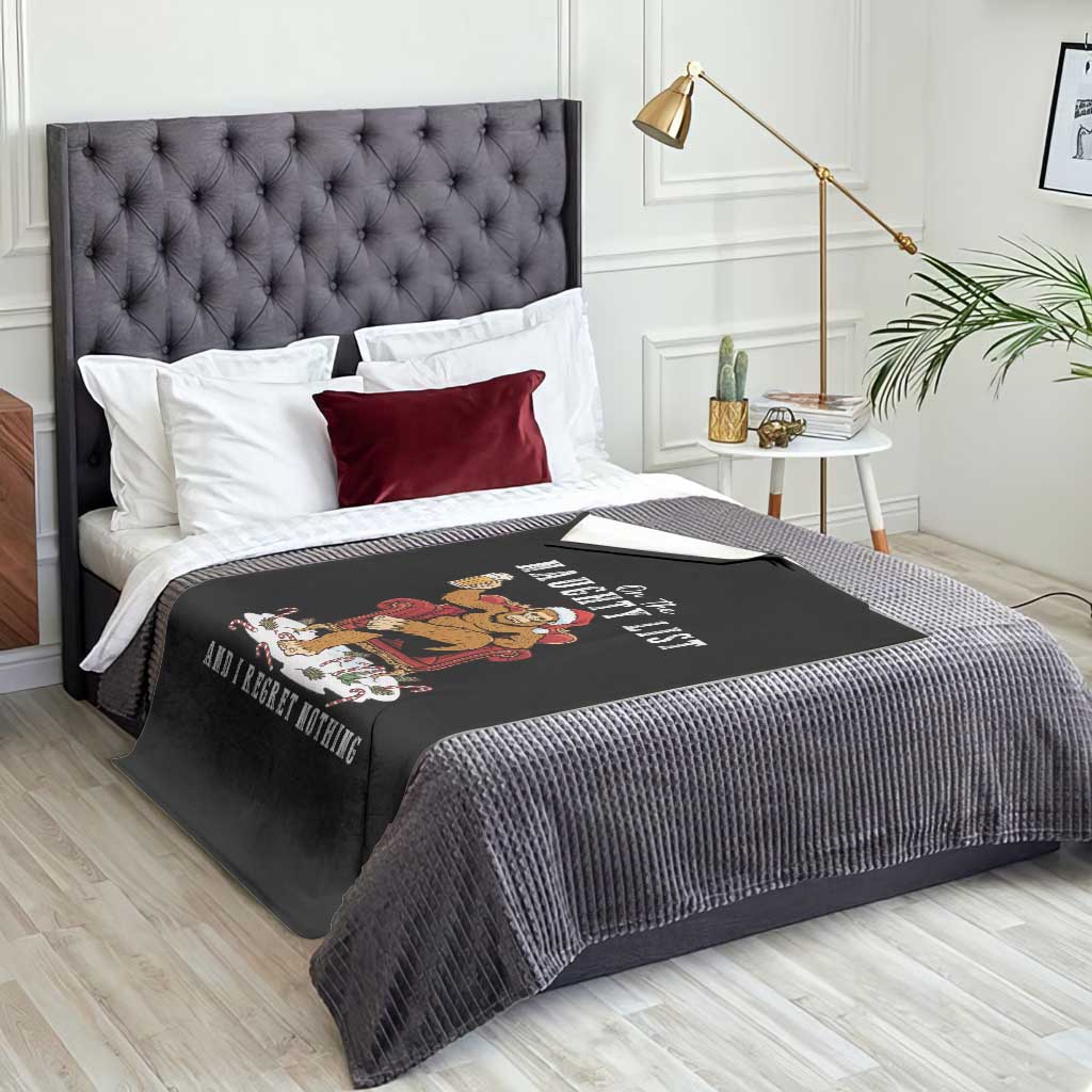 Funny Bigfoot Christmas Throw Blanket On The Naughty List And I Regret Nothing TS14 Print Your Wear