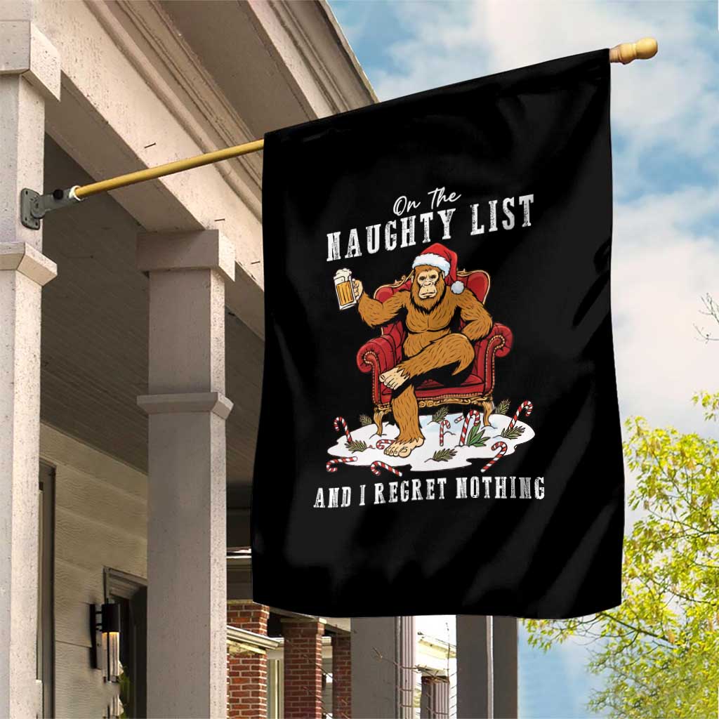 Funny Bigfoot Christmas Garden Flag On The Naughty List And I Regret Nothing TS14 Print Your Wear