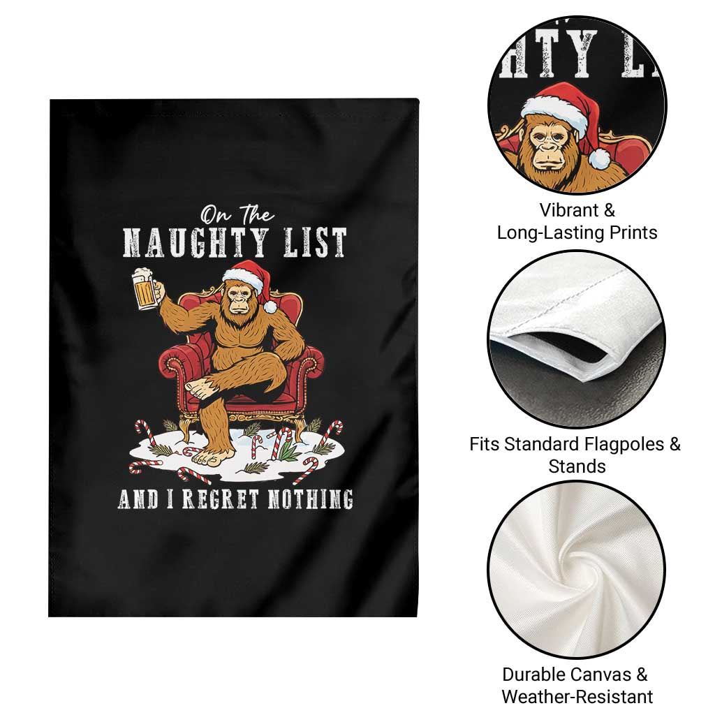 Funny Bigfoot Christmas Garden Flag On The Naughty List And I Regret Nothing TS14 Print Your Wear