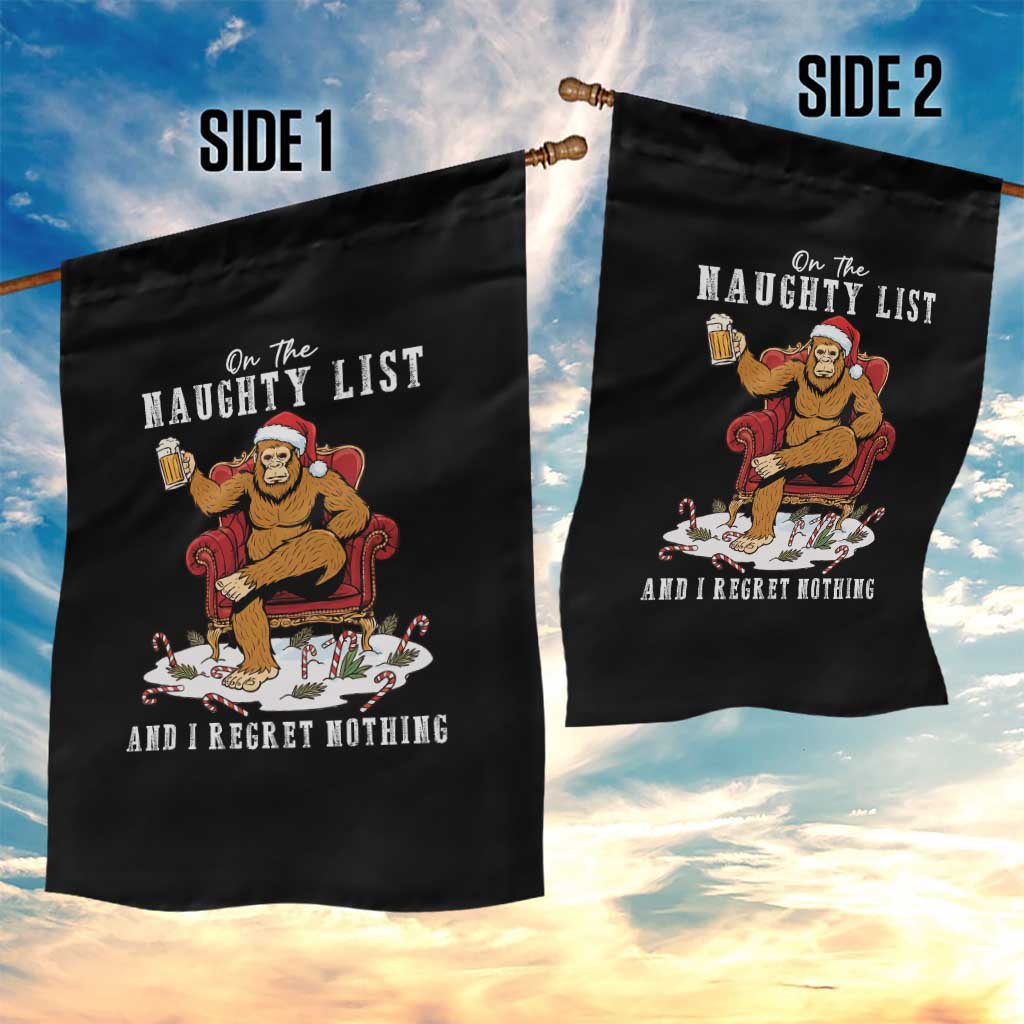Funny Bigfoot Christmas Garden Flag On The Naughty List And I Regret Nothing TS14 Print Your Wear