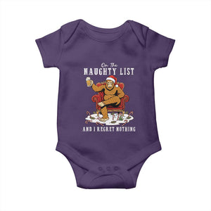 Funny Bigfoot Christmas Baby Onesie On The Naughty List And I Regret Nothing TS14 Purple Print Your Wear