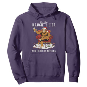 Funny Bigfoot Christmas Hoodie On The Naughty List And I Regret Nothing TS14 Purple Print Your Wear