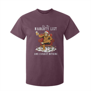 Funny Bigfoot Christmas T Shirt For Kid On The Naughty List And I Regret Nothing TS14 Maroon Print Your Wear