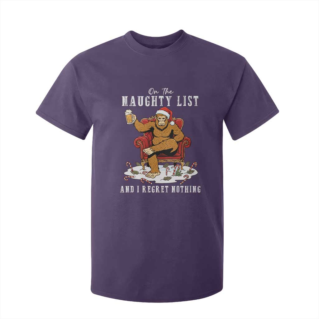 Funny Bigfoot Christmas T Shirt For Kid On The Naughty List And I Regret Nothing TS14 Purple Print Your Wear